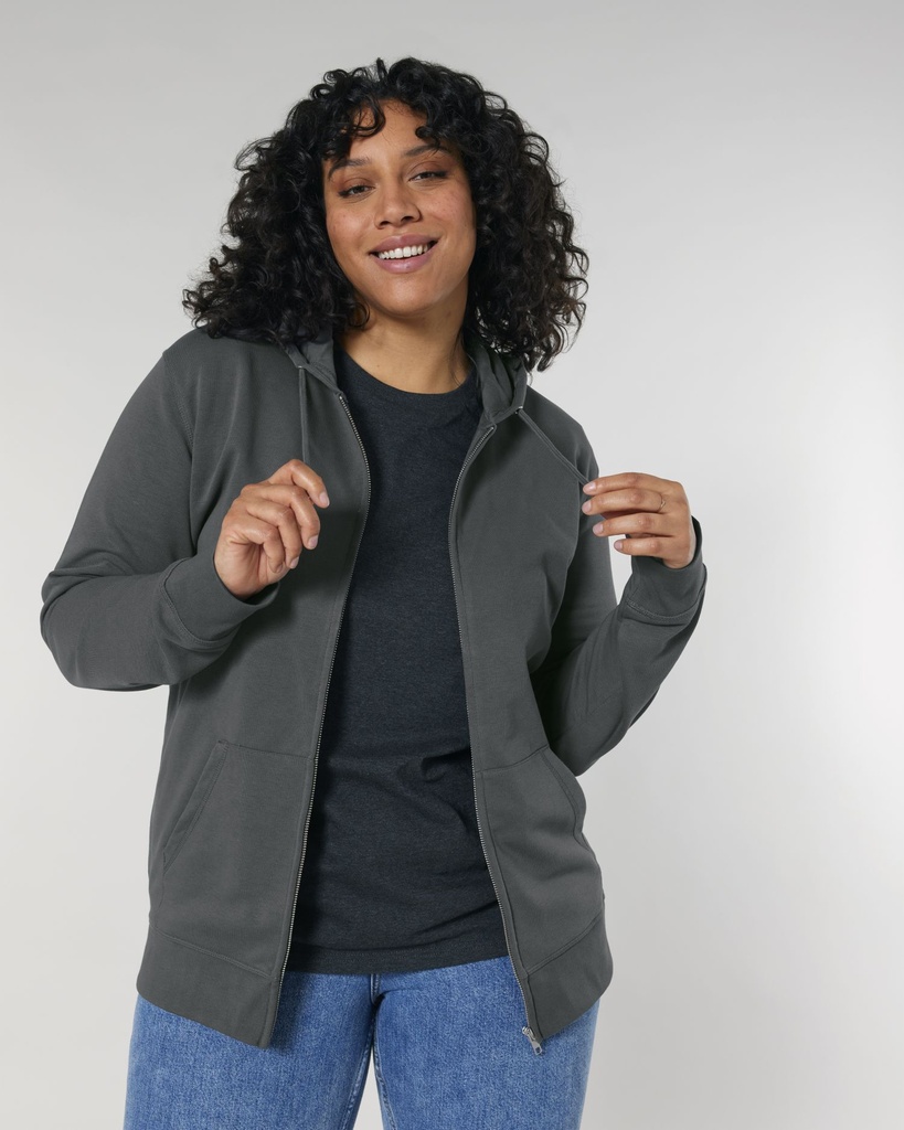 The unisex zip-thru hoodie sweatshirt