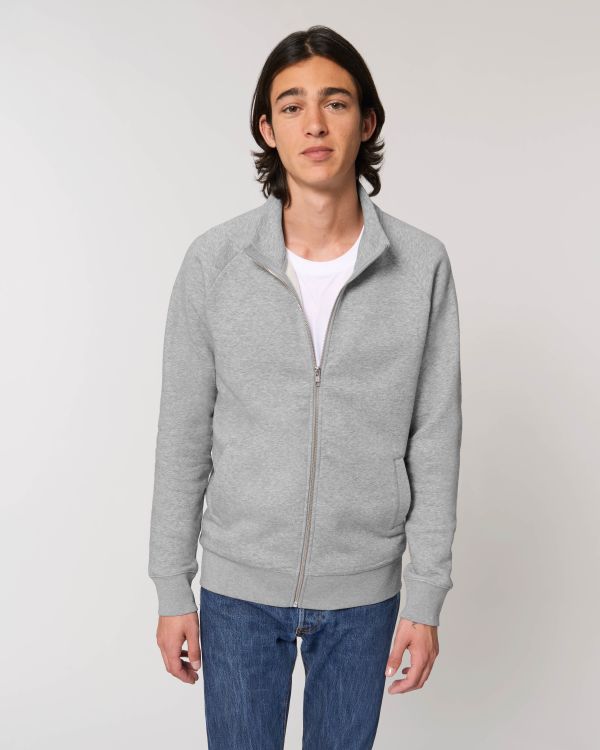 The men's high collar zip-thru sweatshirt